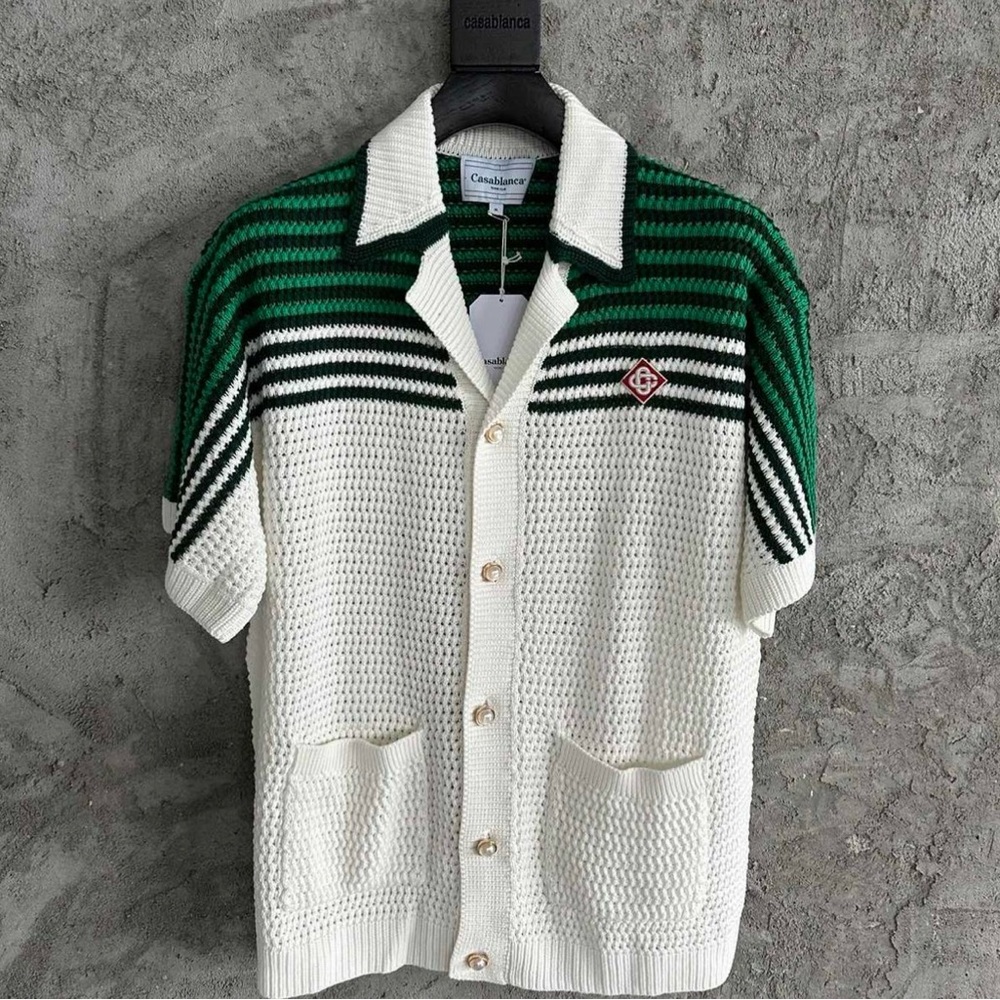 Casablanca Green and White Knit Cardigan